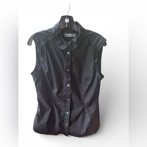 McQueen Black Sleeveless Button Down blouse